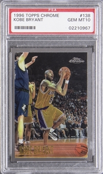 1996/97 Topps Chrome #138 Kobe Bryant Rookie Card - PSA GEM MT 10 